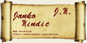 Janko Mindić vizit kartica